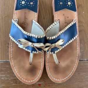 Gold & Navy Jack Roger’s bow thong sandal 9